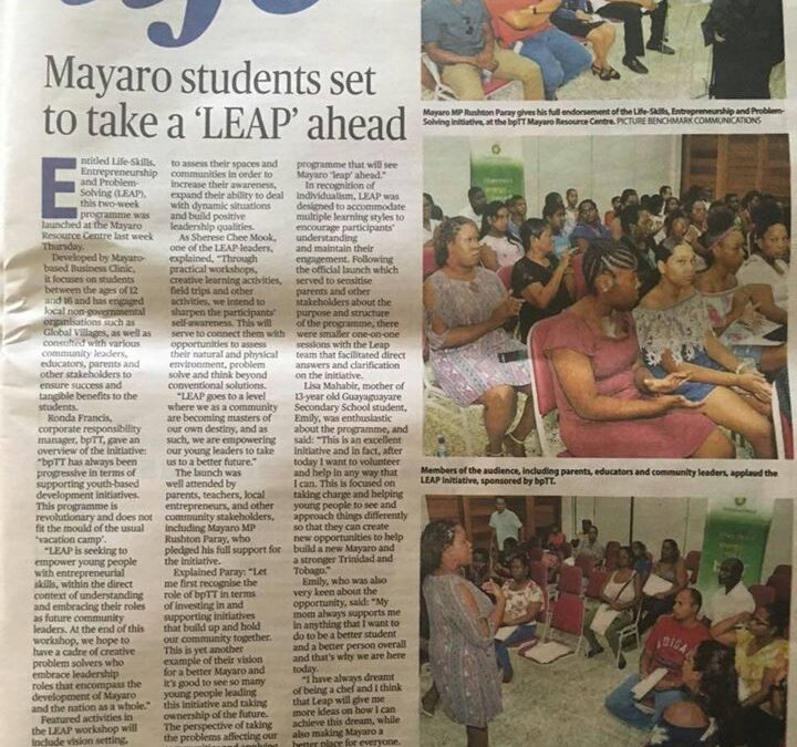 Trinidad Guardian: Mayaro students set to take a LEAP ahead